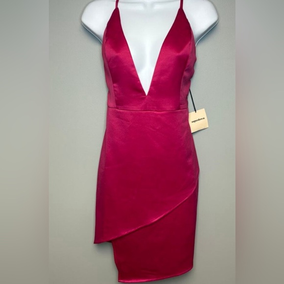 NWT Superdown Vibrant Pink satin mini dress - Picture 6 of 11